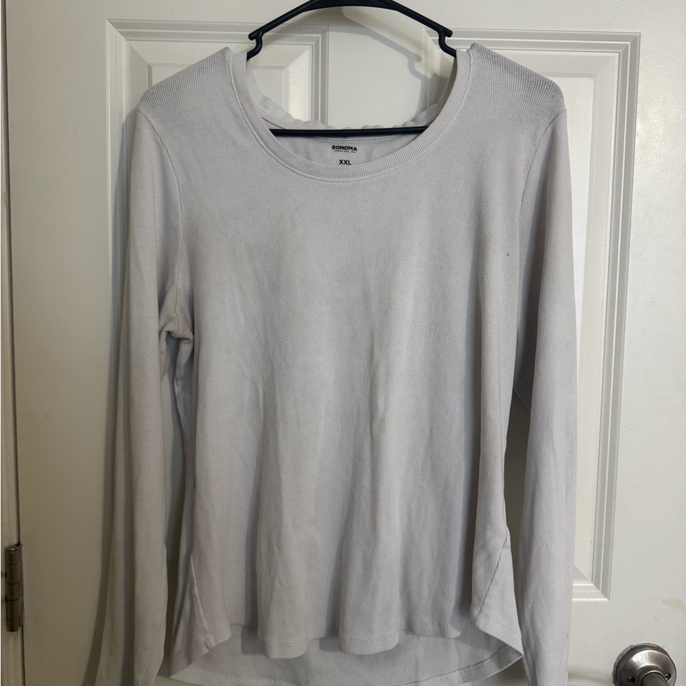 Sonoma Women's Light Gray Long Sleeve Top